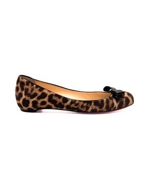 Christian Louboutin Pony Hair Bow Animal Print Flats EU 37